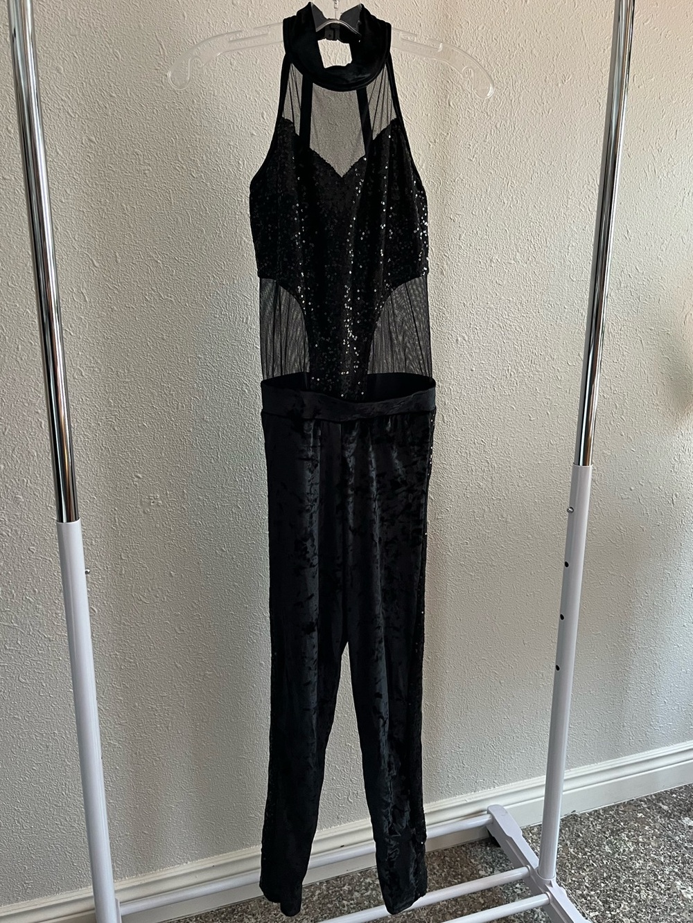 Jazzmatazz Black Sequin & Velvet Jumpsuit